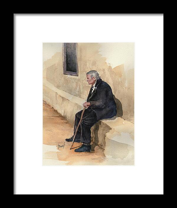 Old Framed Print featuring the painting Weary by Sam Sidders