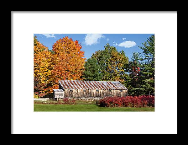 Landscape Framed Print featuring the photograph Weathered Barn with Rusty Tin Roof by Betty Denise