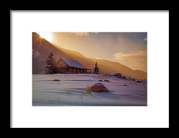 Frosty Framed Print featuring the photograph Weber Canyon cabin sunrise. by Wasatch Light