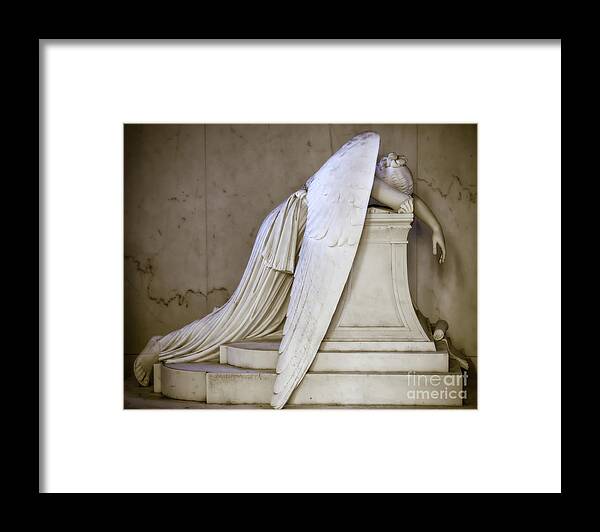 Religion Framed Print featuring the photograph Weeping Angel - Antiqued by Kathleen K Parker
