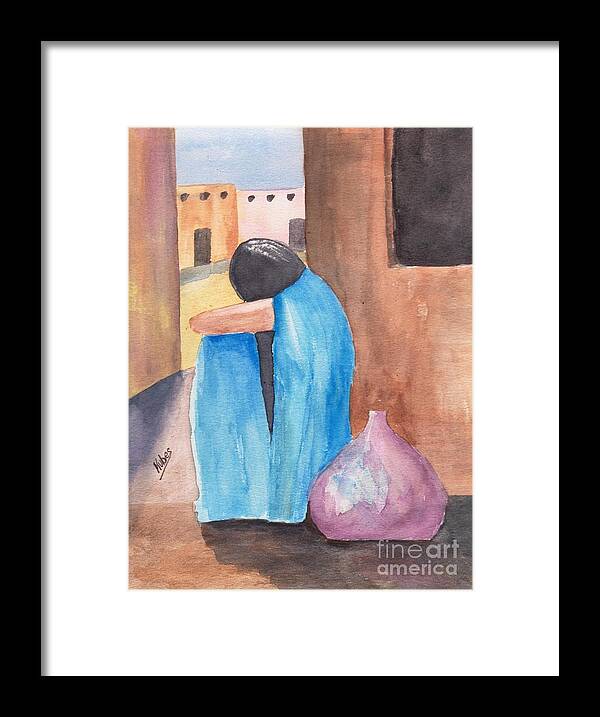 Southwest Framed Print featuring the painting Weeping Woman by Susan Kubes