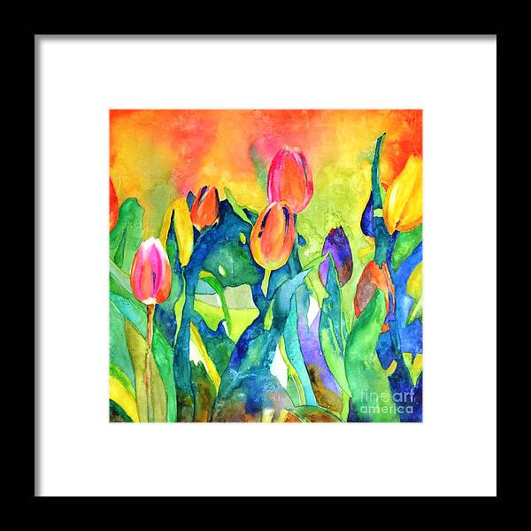 Tulips Framed Print featuring the painting Welcome Spring #1 by Betty M M Wong