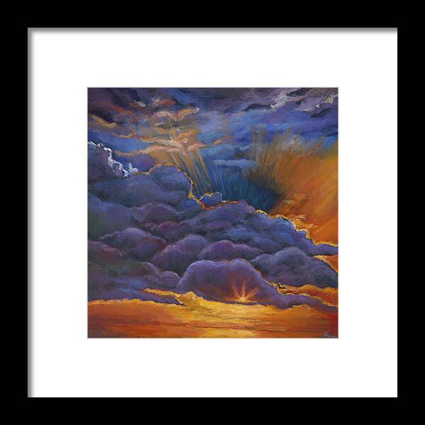 Cloudscapes Framed Print featuring the painting Welcome the Night by Johnathan Harris