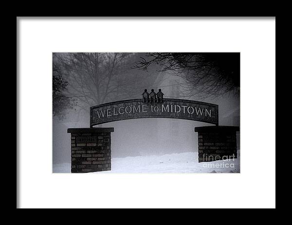 Sign Framed Print featuring the photograph Welcome to Midtown by Linda Shafer