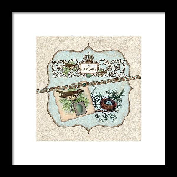 Robin Framed Print featuring the painting Welcome to our Nest by Audrey Jeanne Roberts