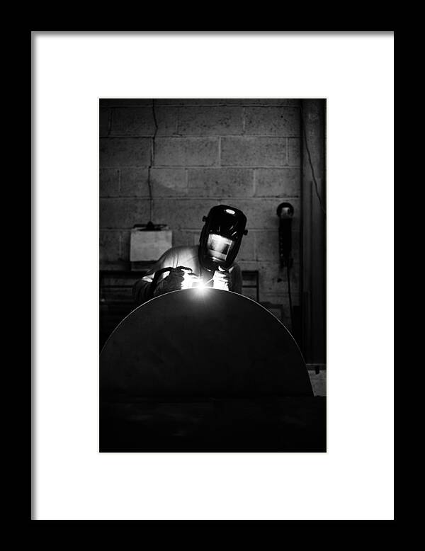 Leaning Piano Framed Print featuring the photograph Welder - Brooklyn - 2015 by Stephen Russell Shilling