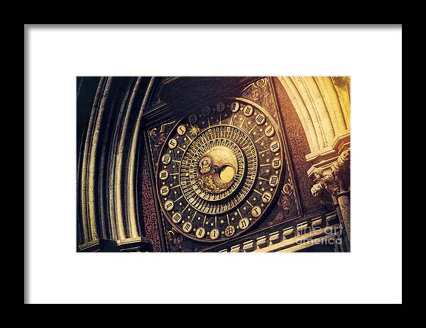 Wells Cathedral Framed Print featuring the photograph Wells Cathedral Astronomical Clock by Tim Gainey