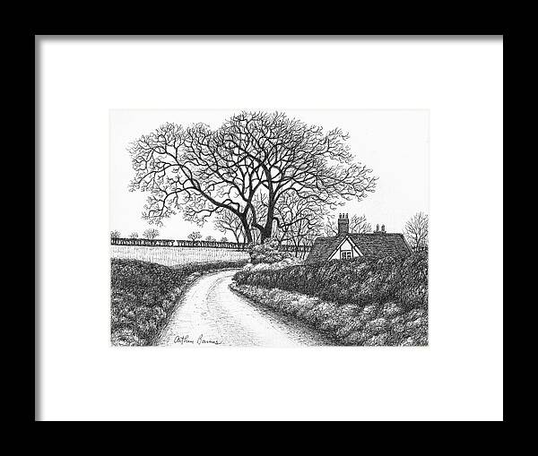 Wales Framed Print featuring the drawing Welsh Lane by Arthur Barnes