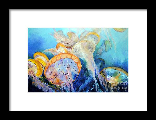 Jellyfish Framed Print featuring the painting West Coast Sea Nettles by Jodie Marie Anne Richardson Traugott     aka jm-ART