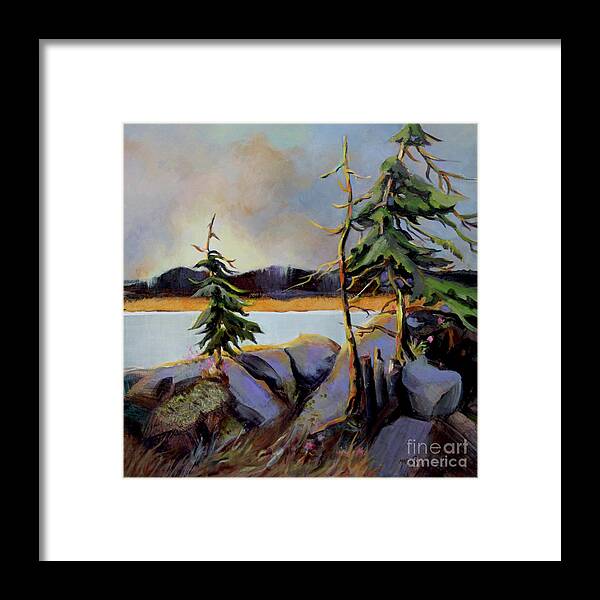 Landscape Framed Print featuring the painting West Coast Sky by Marta Styk