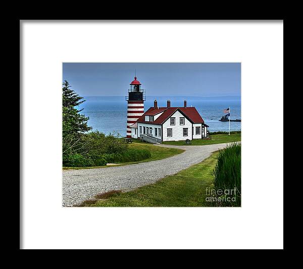 Wet Quoddy Head Lighthouse Framed Print featuring the photograph West Quoddy Head Lighthouse by Steve Brown