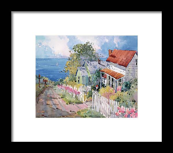 Ocean Framed Print featuring the painting Westport by the Sea by Joyce Hicks