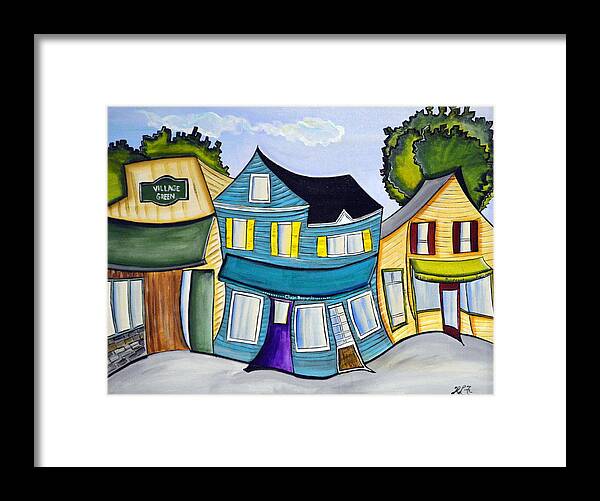 Abstract Framed Print featuring the painting Westport Shopping by Heather Lovat-Fraser