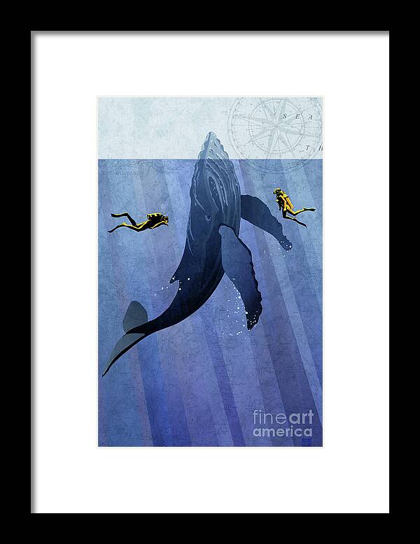 Sassan Filsoof Framed Print featuring the painting Whale Dive by Sassan Filsoof