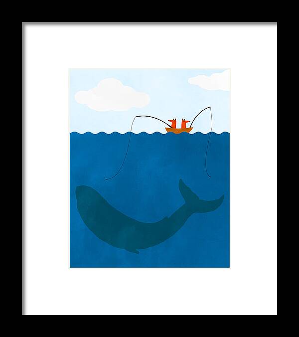Nursery Framed Print featuring the digital art Whale Fishing Nursery Art by Brett Pfister