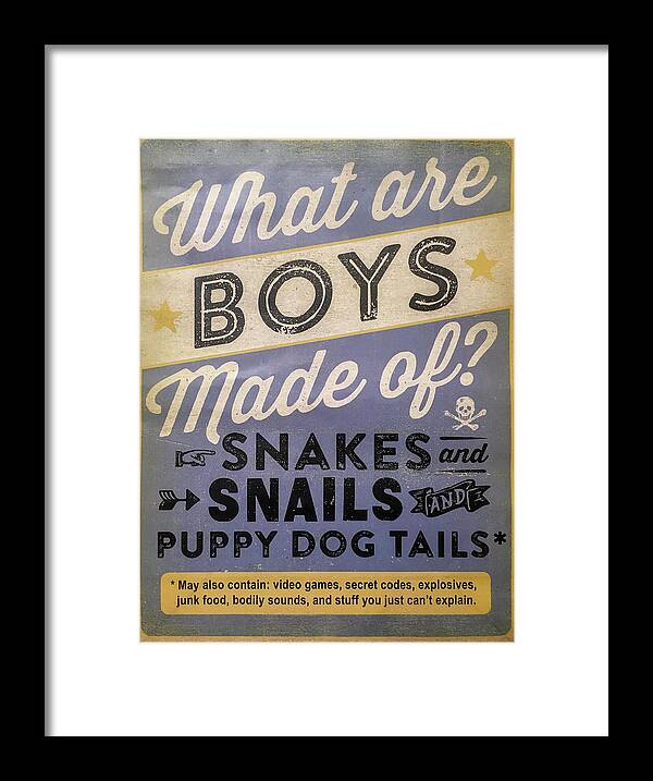 Reid Callaway What Are Boys Made Of Framed Print featuring the photograph What Are Boys Made Of Signage Art by Reid Callaway
