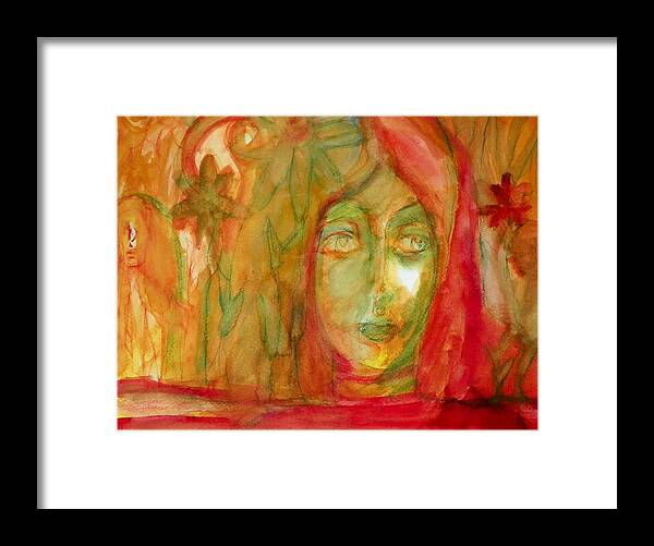 Abstract Framed Print featuring the painting What Grew in My Garden Last Night While I Slept by Judith Redman