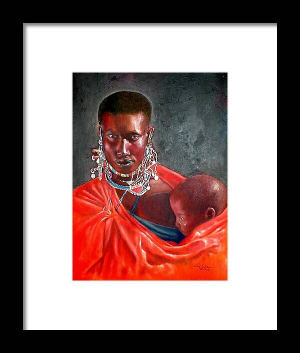 Red Framed Print featuring the painting What You Lookin For by G Cuffia