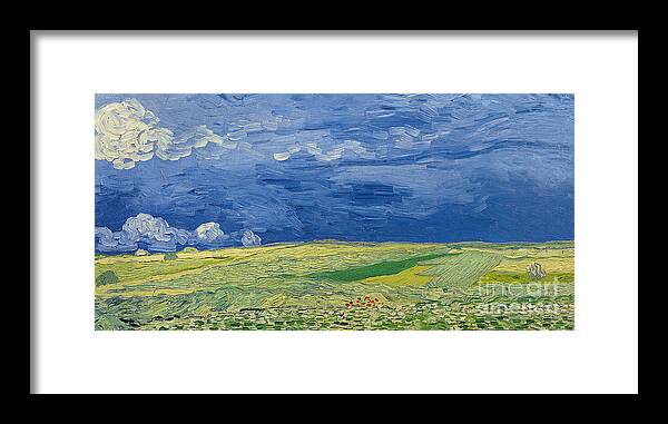 Field Framed Print featuring the painting Wheatfields under Thunderclouds by Vincent Van Gogh