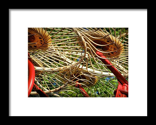 Agriculture Framed Print featuring the photograph Wheel Rake Abstract by Cricket Hackmann