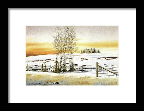 Snow Framed Print featuring the painting When the Snow starts melting by Conrad Mieschke