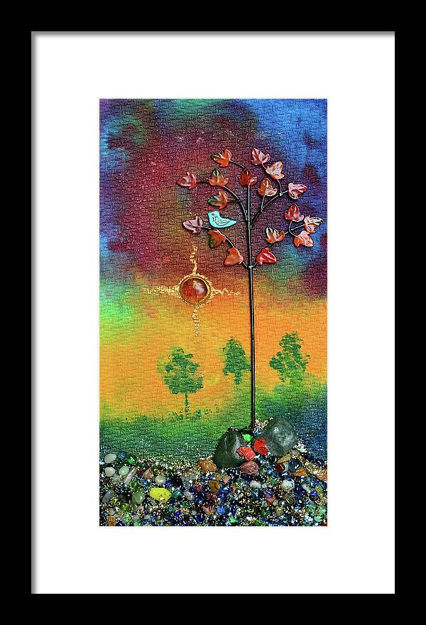 Mixed Media Landscape Framed Print featuring the mixed media Where Fireflies Gather by Donna Blackhall