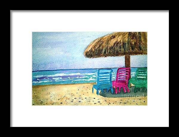  Beach Framed Print featuring the painting Peaceful Day at the Beach by Sue Carmony