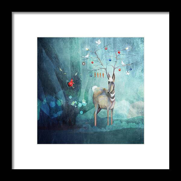 Reindeer Framed Print featuring the digital art Where will you go? by Catherine Swenson