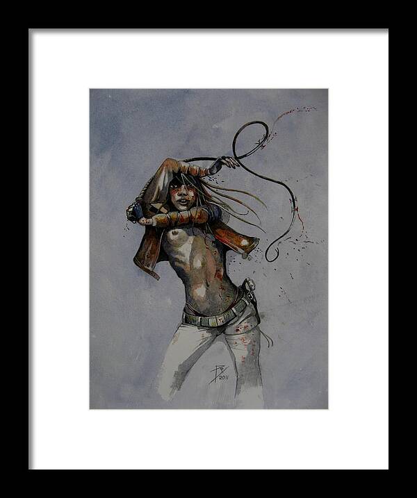 Pencil Framed Print featuring the painting Whip by Ray Agius