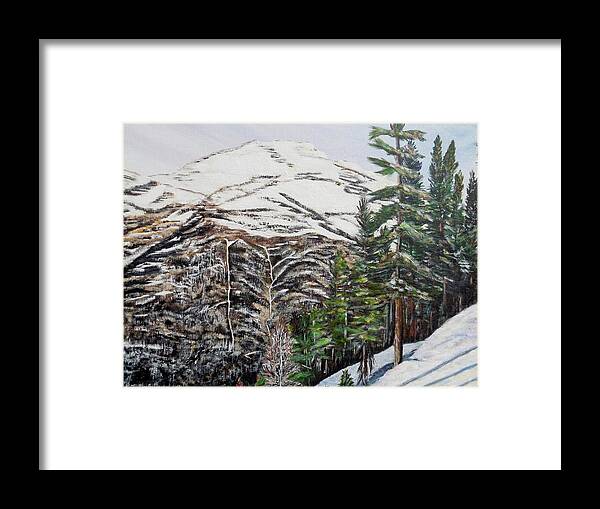Mountain Framed Print featuring the painting Whispering pines by Marilyn McNish