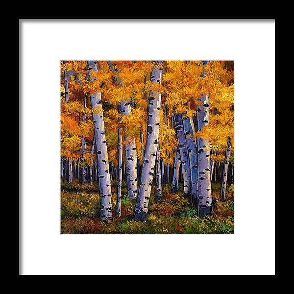 Autumn Aspen Framed Print featuring the painting Whispers by Johnathan Harris