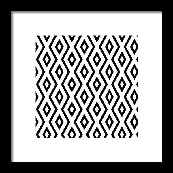 White And Black Framed Print featuring the mixed media White and Black Pattern by Christina Rollo