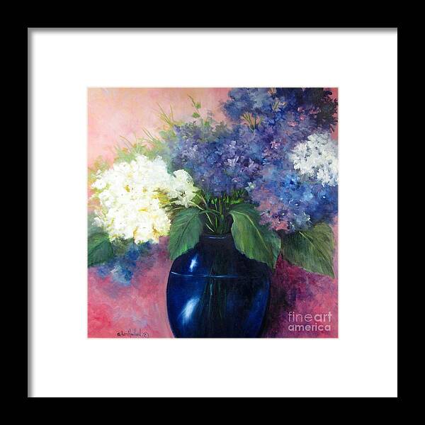 Flowers Framed Print featuring the painting White and Blue Hydrangeas by Barbara Haviland