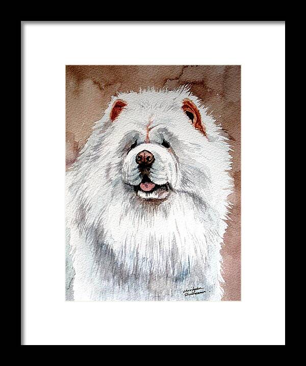 Chow Chow Framed Print featuring the painting White Chow Chow by Christopher Shellhammer