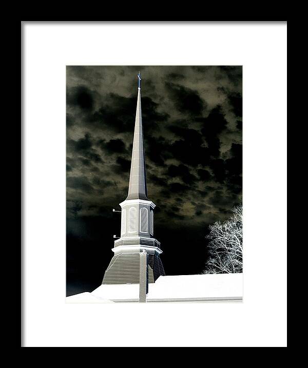 Church Framed Print featuring the photograph White Cross Dark Skies by Joshua House