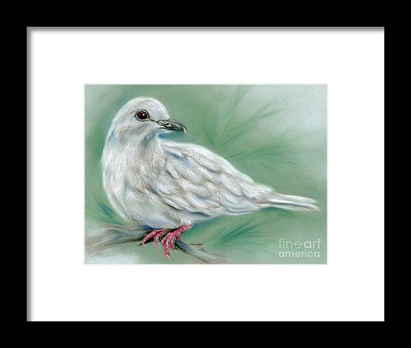 Bird Framed Print featuring the painting White Dove in the Pine by MM Anderson