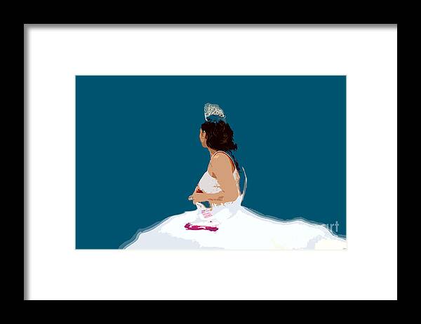 Beauty Queen Framed Print featuring the painting White dress blue sky by David Lee Thompson