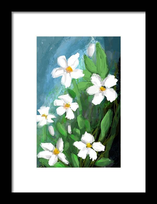 Flowers Framed Print featuring the painting White Flower by Kathleen Hromada