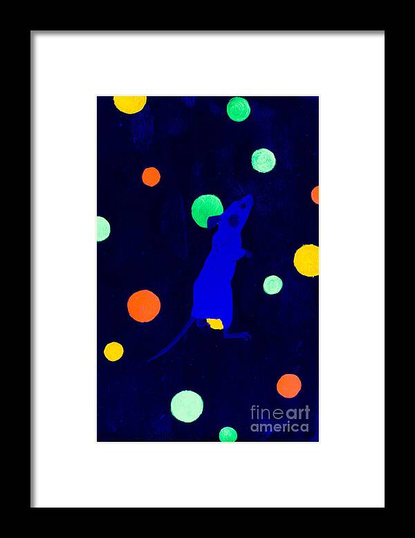 Mouse Framed Print featuring the painting White mouse uv by Stefanie Forck