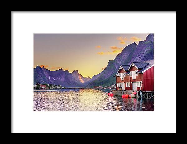 Lofoten Framed Print featuring the photograph White night in Reine by Dmytro Korol
