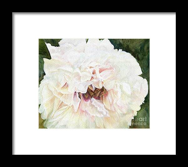 Peony Framed Print featuring the painting White Peony by Laurie Rohner