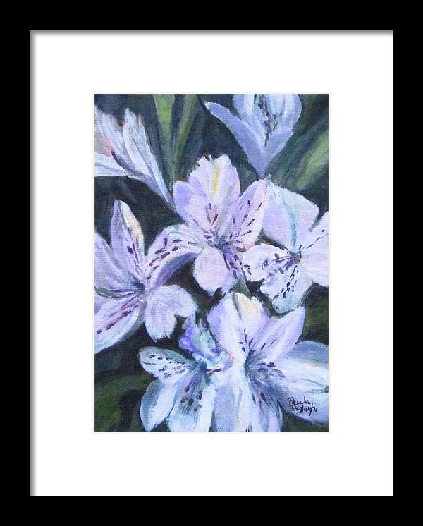 Acrylic Framed Print featuring the painting White Peruvian Lily by Paula Pagliughi