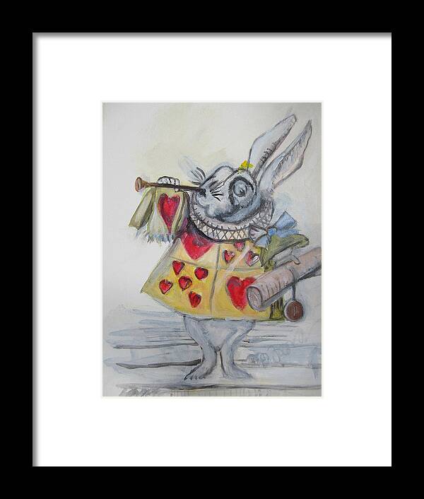 White Rabbit Framed Print featuring the painting White Rabbit by Denice Palanuk Wilson
