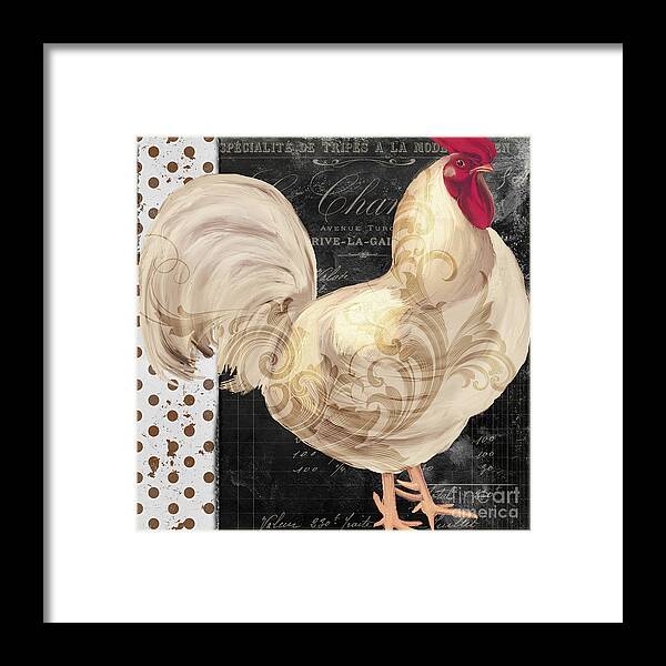 White Rooster Framed Print featuring the painting White Rooster Cafe I by Mindy Sommers