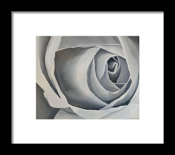 Rose Framed Print featuring the painting White Rose by Kevin Daly