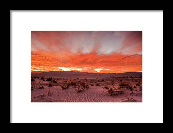 White Sands National Monument Framed Print featuring the photograph White Sand Sunrise by John Roach