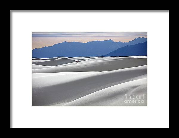 Hikers Framed Print featuring the photograph White Sands Hikers by Martin Konopacki