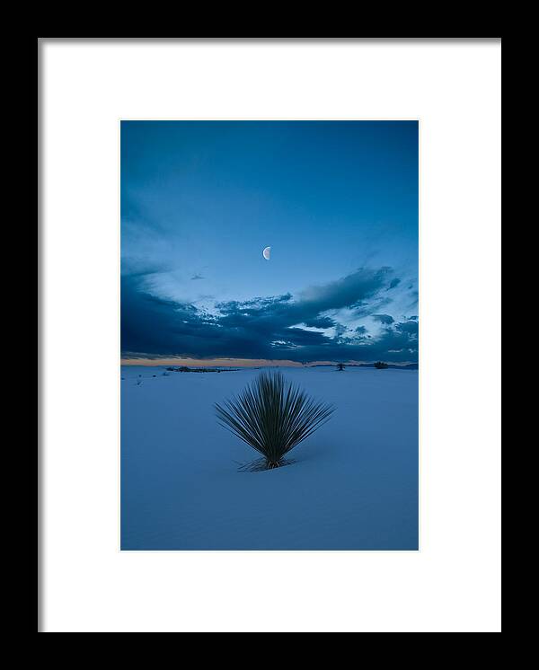 Blue Framed Print featuring the photograph White Sands Moonrise by Steve Gadomski