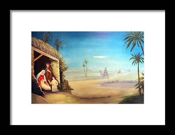 White Star Framed Print featuring the painting White Star by Munir Alawi