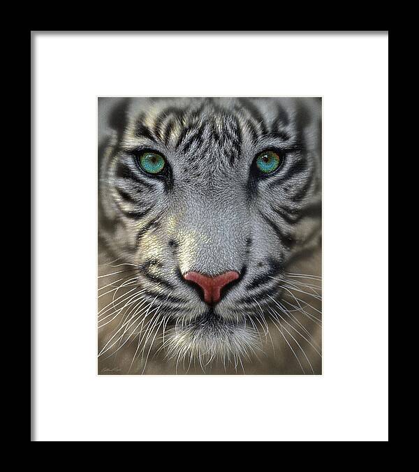 Tiger Art Framed Print featuring the painting White Tiger by Collin Bogle